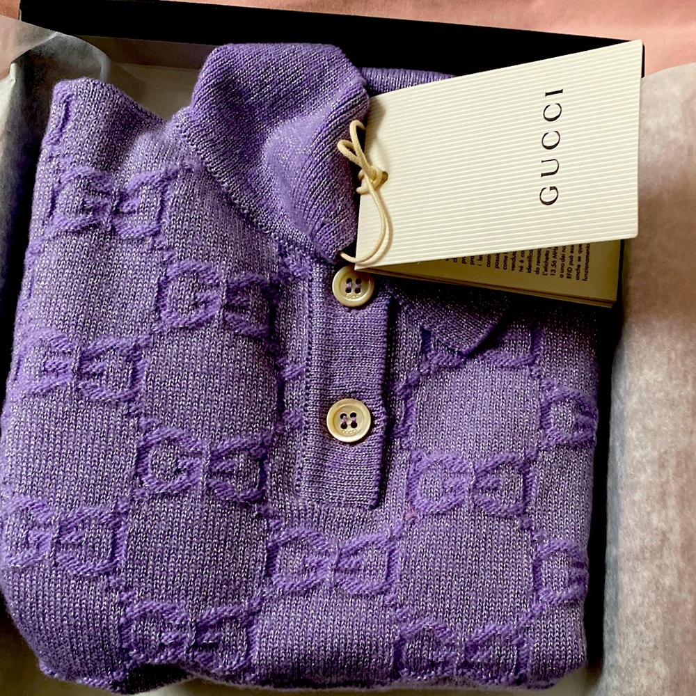 Gucci Lavender Knit Polo Dress for Kids - Picture 4 of 6